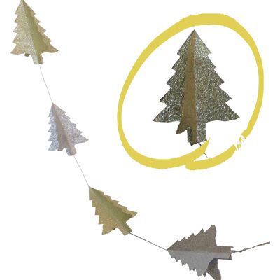 Gold and Silver Glitter Bling Christmas Tree Garland