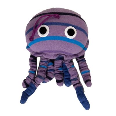 Baby rattle sock jellyfish stripes purple