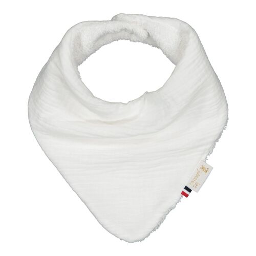 Bavoir bandana gaze blanc cassé