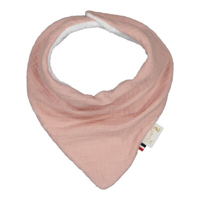 Bavoir bandana gaze rose antique