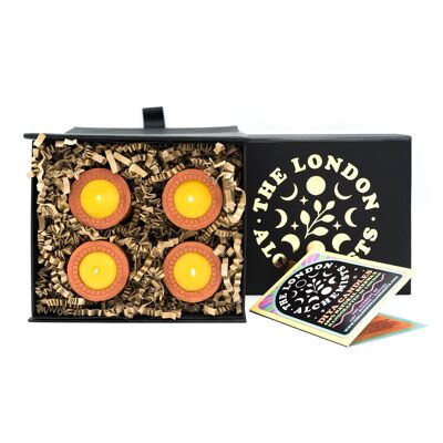 Small gift box - set of 4 beeswax diya tealights