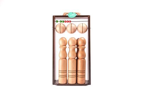 Big wooden bowling set with frame