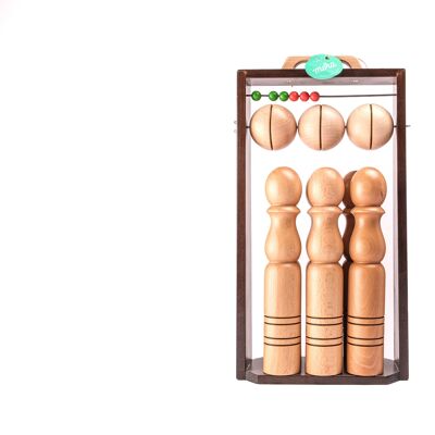 Big wooden bowling set with frame