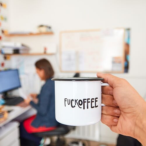 Enamel mug ‘COFFEE – FUCKOFFEE’