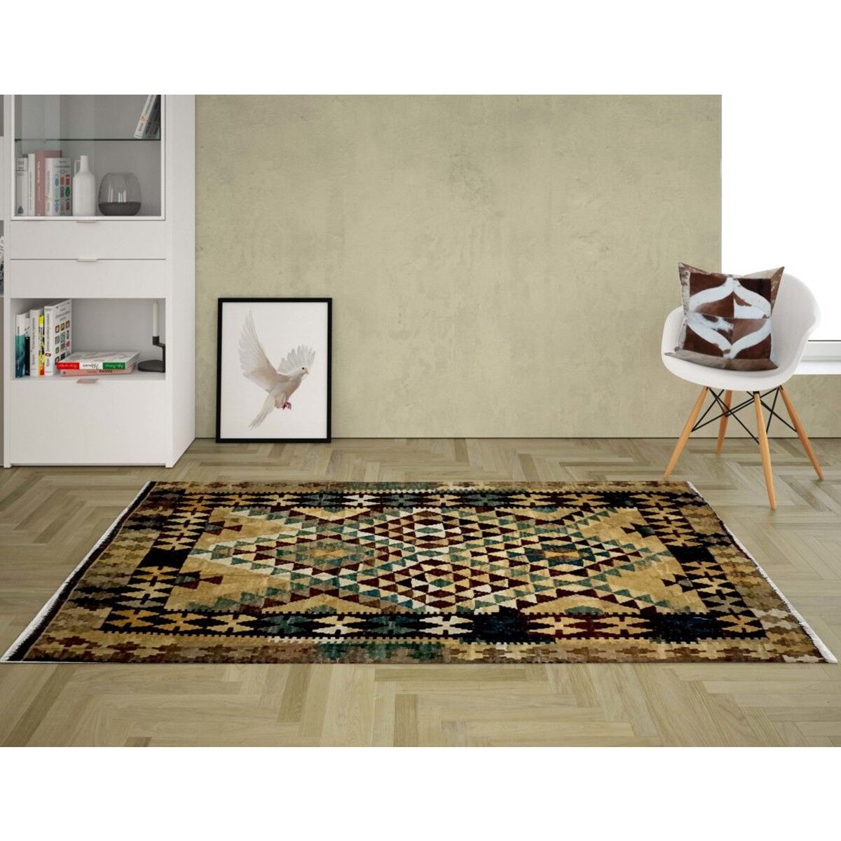 Tappeto Kilim in sicomoro intrecciato a mano