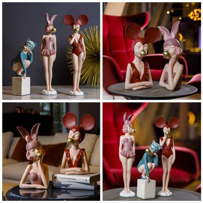 Décor - Lot de figurines pour filles - Décoration d'intérieur - Figurine d'accent - Figurines en résine - Accessoires décoratifs
