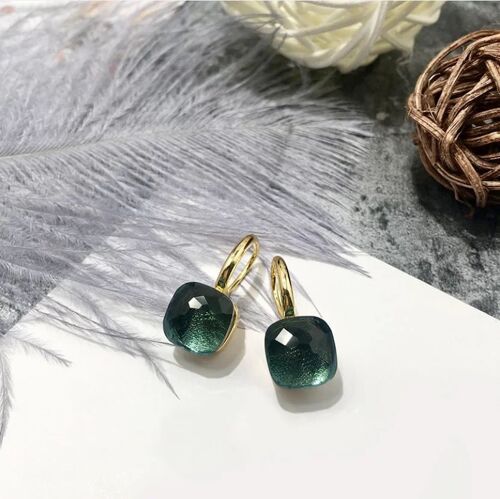 Jozemiek Stone earring Moss Green - Gold