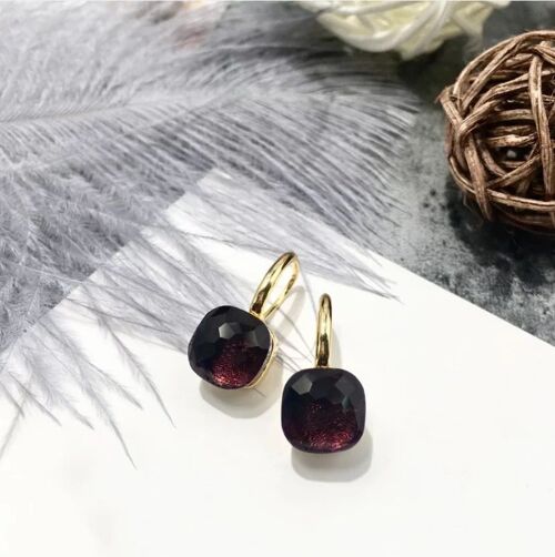 Jozemiek Stone earring Bordeaux - goud