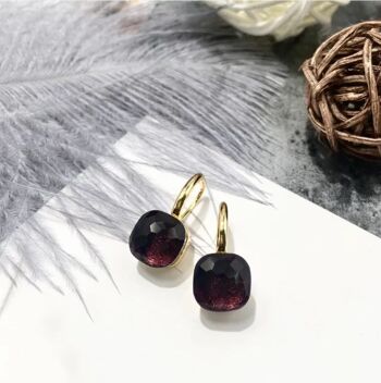 Boucle d'oreille Jozemiek Stone Bordeaux - or