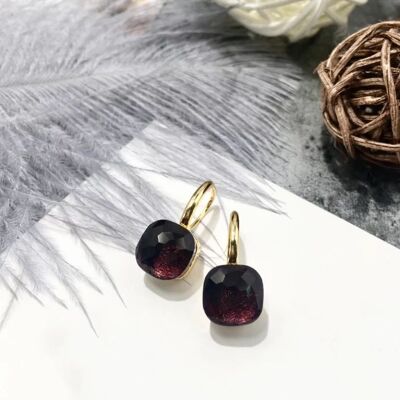 Jozemiek Stone earring Bordeaux - goud