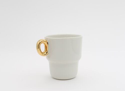 Gold Porcelain Cup 100% handmade - model Crucis