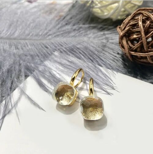 Jozemiek Stone earring transparent - gold