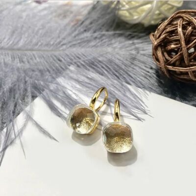 Boucle d'oreille Jozemiek Stone transparente - or