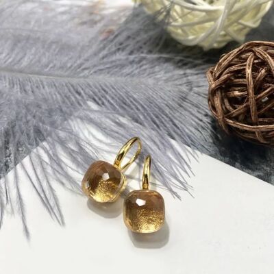 Jozemiek Stone earring Toffee - gold
