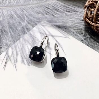 Boucle d'oreille Jozemiek Stone Noir - argent