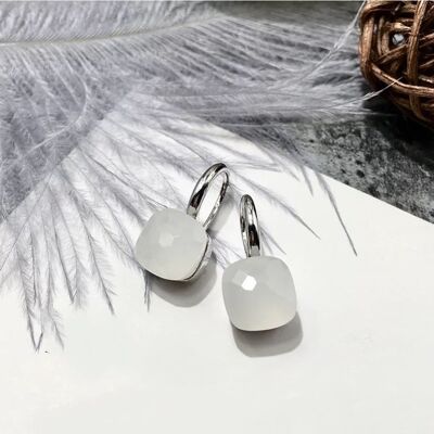 Jozemiek Stone earring White - silver