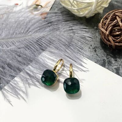 Jozemiek Boucle d'oreille Stone Vert foncé - doré