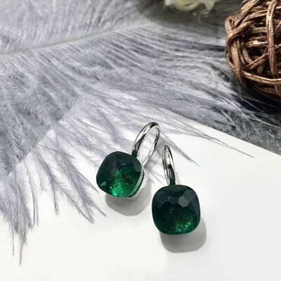 Jozemiek Boucle d'oreille Stone Vert foncé - argent