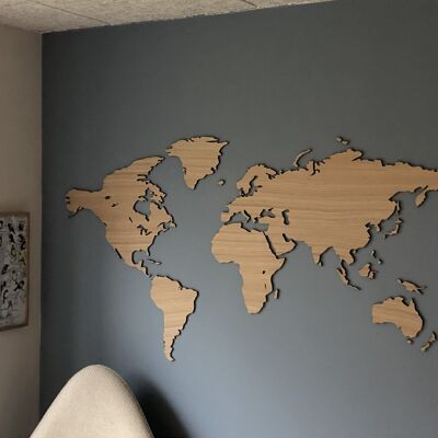 Mapa del mundo, pequeño, roble