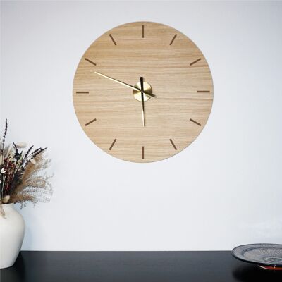 Clock w / bars Ø70 CM, Brass hands, Oak