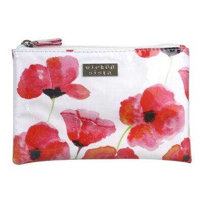 Watercolor Poppies large flat cosmetic bag