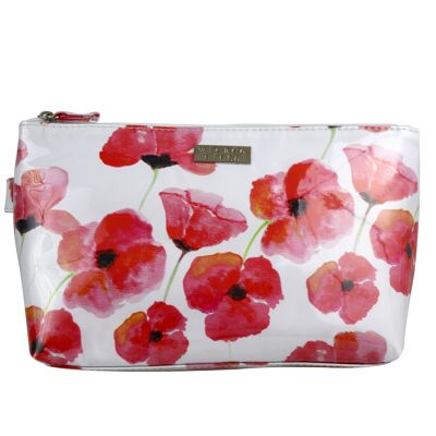 Watercolor Poppies large flat purse cosmetic bag
