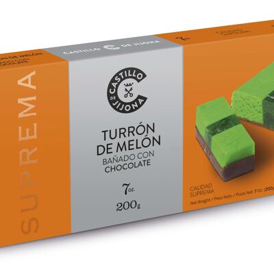 Turrón de melón bañado con chocolate