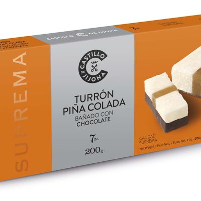 Turrón de Piña Colada bañado con chocolate