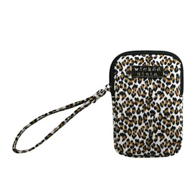 Leopard multi purpose flat purse with wristlet