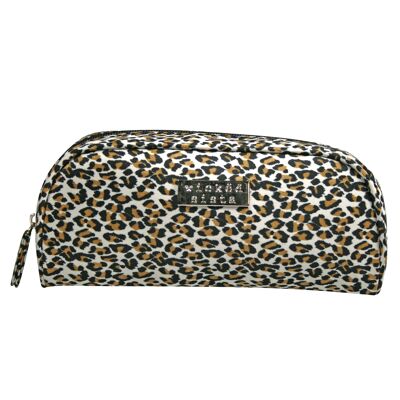 Borsa cosmetica rotonda piccola leopardata