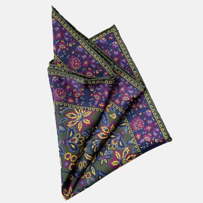 Farnese - Large Silk Pocket Square - Forest