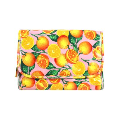 Citrus foldout bag with hook cosmetic bag