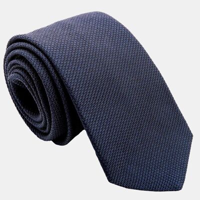 Cavour - Silk Grenadine Tie - Dark Navy XL