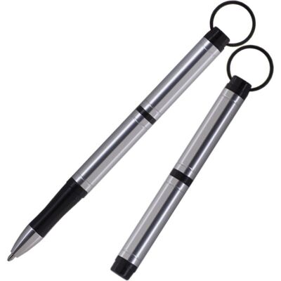 Bolígrafo para mochileros, aluminio anodizado plateado con llavero (#BP)