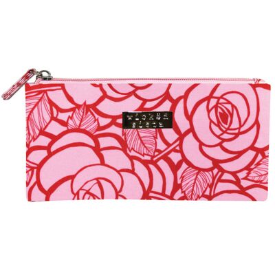 Fab fleur pink& red small flat purse cosmetic bag