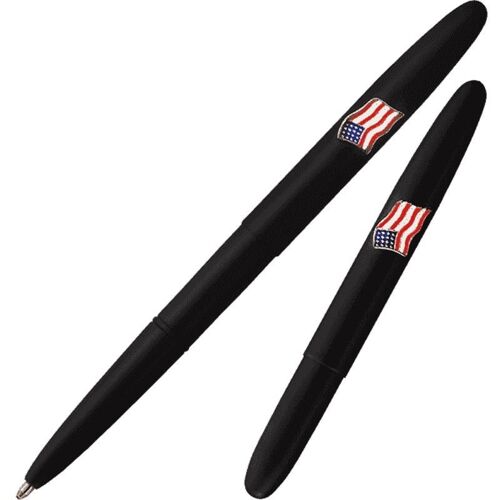 Bullet Space Pen, Matte Black with American Flag Emblem (#600BAF)