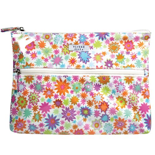 Flower Power extra large flat bag with double zip