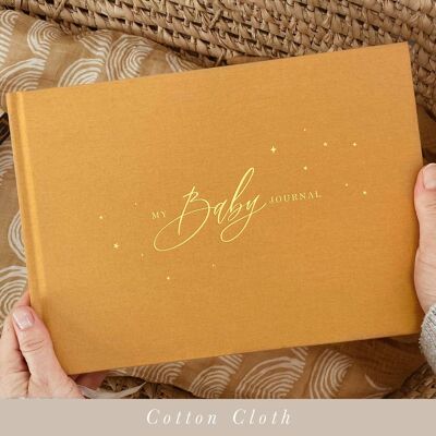 My Baby Journal, mostaza + lámina de oro (cubierta de tela)