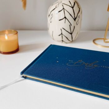 My Baby Journal, bleu foncé + feuille d'or (couverture en tissu) 2
