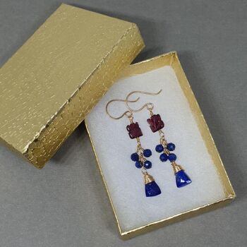 Earrings adorned with Garnet Gems and Lapis Lazuli 4