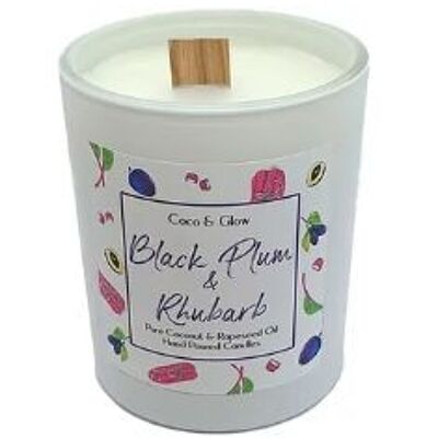 30CL Wood Wick Candle - Black Plum & Rhubarb