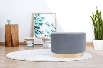 Pouf Liv's Bleikena - Moderne - Gris Foncé - Bois de Pin - 55cm x 35,5cm x 43cm 3