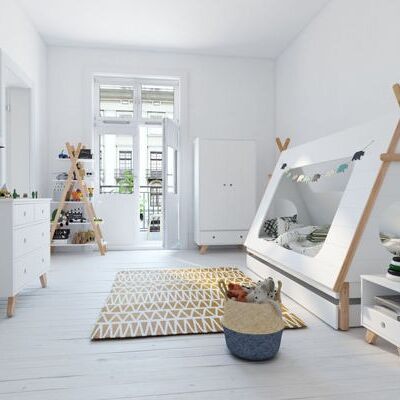 Liv's Aumeflua 5 estantes, forma de tienda - Industrial - Blanco - Mdf - 90 cm x 35 cm x 170 cm