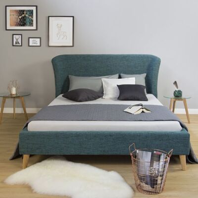 Liv's Bakhalle Bed Frame - Modern - Blue - Wood - 212 cm x 150 cm x 36 cm
