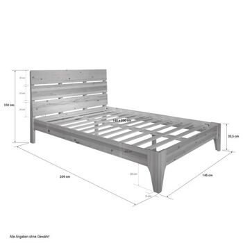 Cadre de lit Liv's Eiriksmyr - Moderne - Naturel - Bois de pin - 209 cm x 145 cm x 35,5 cm 4