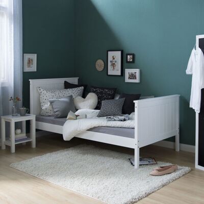 Liv's Djuviki Bed Frame - Modern - White - Pine Wood - 208 cm x 98 cm x 33 cm