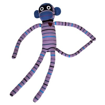 Chaussette peluche singe maxi rayures violet