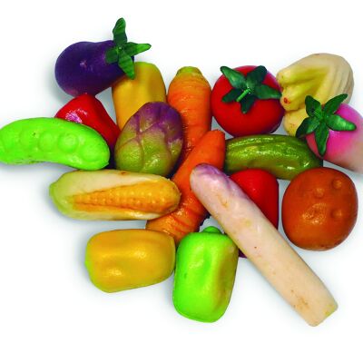 Légumes assortis n°1 (artichaut, asperge, aubergine, carotte, radis, fenouil, maïs, petits pois, poivrons, pomme de terre, tomate, cornichon)