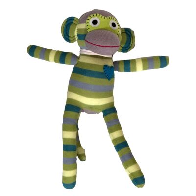 Cuddly toy sock monkey midi stripes green / lime