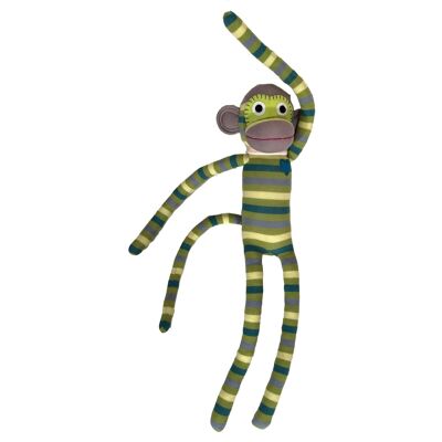 Soft toy sock monkey Maxi stripes green / lime